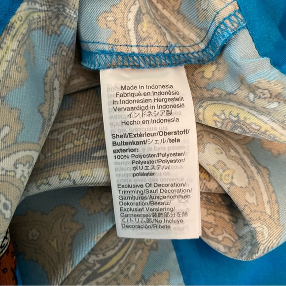 J. Crew Drapey Button-Up Shirt in Paisley Print, XS Turquoise Blue - Picture 10 of 15